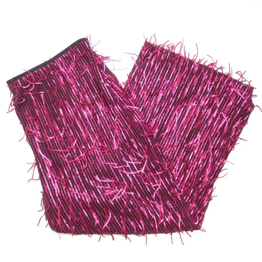 Anthropologie Maeve Fringed Sequined Wide-Leg Pants Plum Purple 20W Plus - Picture 5 of 13